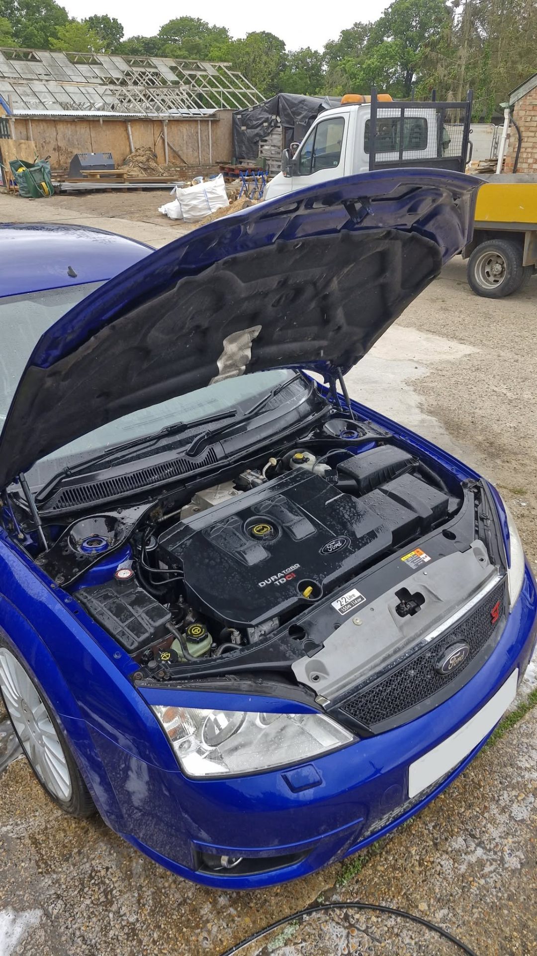 Cleaned engine bay of a Ford Mondeo ST after engine bay detailing